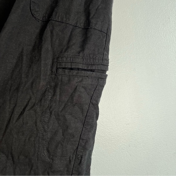 Rachel Zoe Pull On Cropped Pants Linen Blend Sz 12 Black Utility Boho casual - Picture 3 of 11